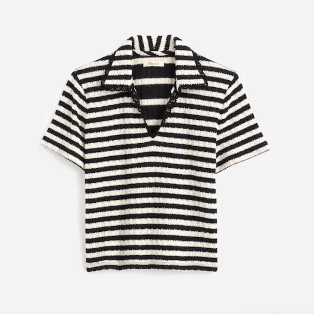 Madewell Crochet-Knit V-Neck Sweater Tee 3x